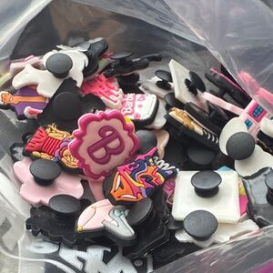 Assorted Barbie and Princess Shoe Charms with Pink and Black Accents